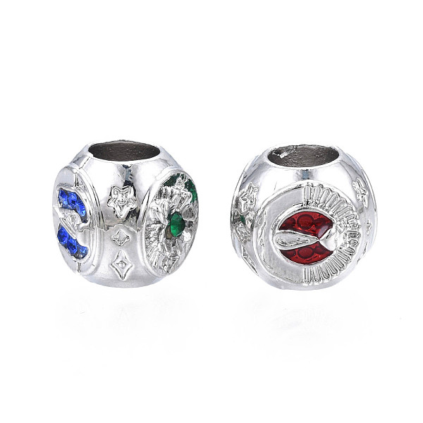 

PandaHall Rack Plating Alloy European Beads, Large Hole Beads, with Rhinestone, Cadmium Free & Nickel Free & Lead Free, Rondelle, Platinum..., Multicolor