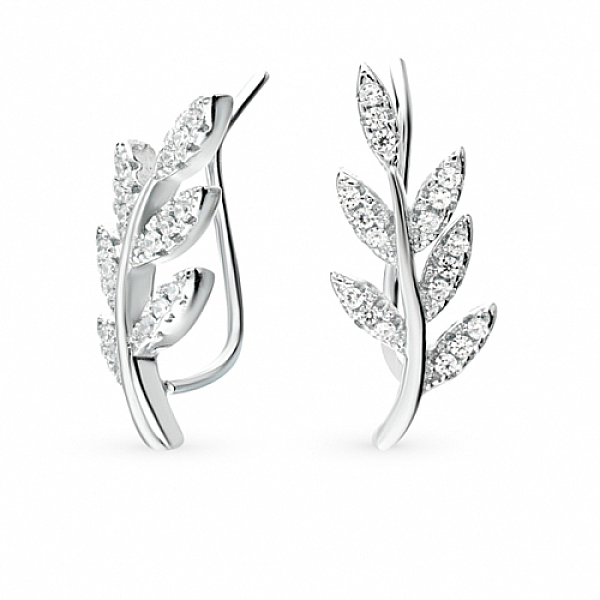 

PandaHall Leaf Sterling Silver Dangle Earrings, with Cubic Zirconia, Silver, 19x8mm Sterling Silver Leaf
