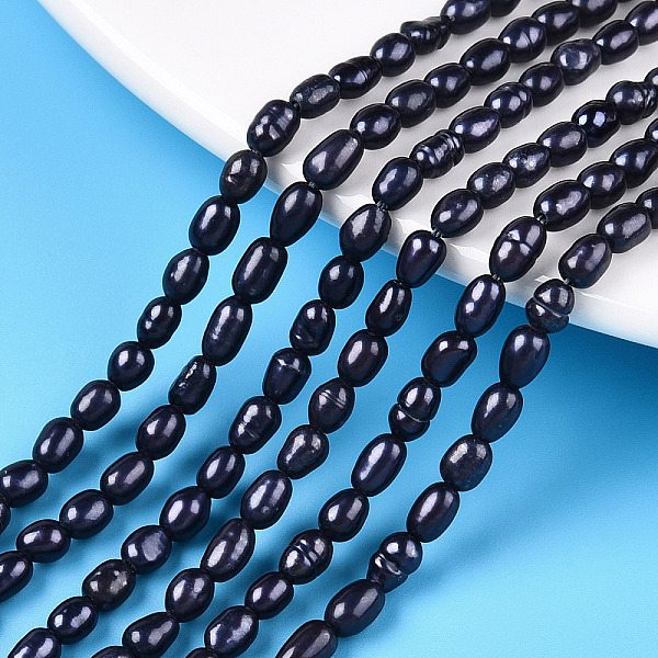 

PandaHall Natural Cultured Freshwater Pearl Beads Strands, Rice Beads, Dyed, Prussian Blue, 4~7x3~3.5mm, Hole: 0.6mm, about 73~77pcs/strand...
