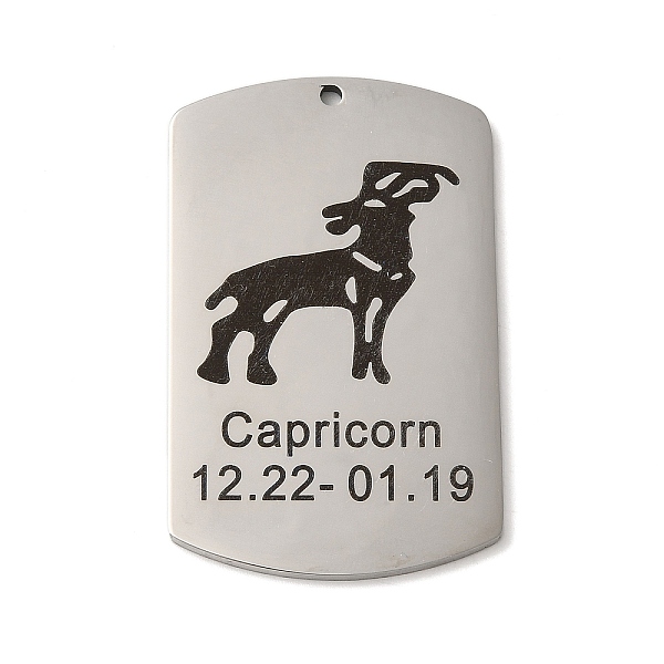 

PandaHall 304 Stainless Steel Pendants, Stainless Steel Color, Rectangle with Constellation Charm, Capricorn, 43x26.5x1.5mm, Hole: 1.6mm 304...
