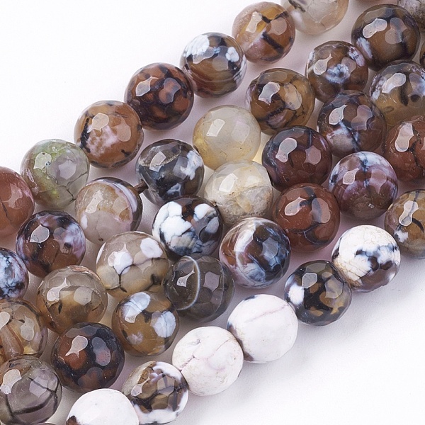 

PandaHall Natural Fire Crackle Agate Beads Strands, Round, Dyed, Snow, 8mm, Hole: 1mm, about 47pcs/strand, 15.35 inch Fire Crackle Agate..., White