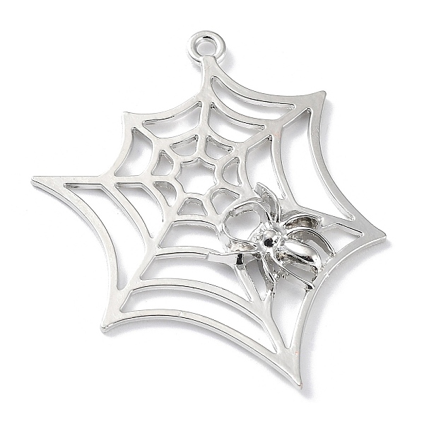 

PandaHall Alloy Big Pendants, Spider with Spider Web Charm, Platinum, 53.5x41x4mm, Hole: 2.2mm Alloy Spider
