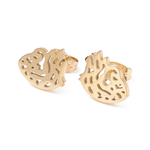

PandaHall Anatomical Heart 304 Stainless Steel Stud Earrings for Women, Golden, 12x9mm, Pin: 0.7mm 304 Stainless Steel Heart