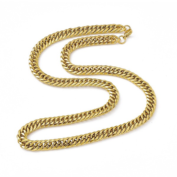 

PandaHall Vacuum Plating 201 Stainless Steel Cuban Link Chain Necklace with 304 Stainless Steel Clasps for Men Women, Golden, 23.82 inch...