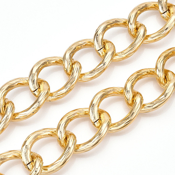 

PandaHall Aluminum Curb Chains, Twist Link Chains, Unwelded, Light Gold, 30x23x5mm Aluminum
