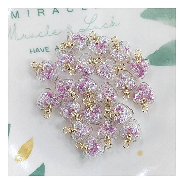 

PandaHall Luminous Glow in the Dark Glass Pendants, Heart Charms, Lilac, 20x15x9mm Glass Heart Purple