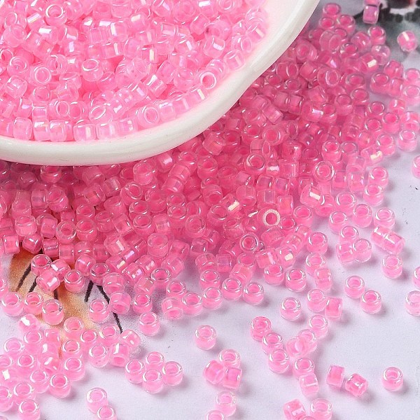 

PandaHall Glass Seed Beads, Opaque Colours Rainbow, Cylinder, Hot Pink, 2.5x2mm, Hole: 1.4mm Glass