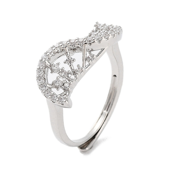 

PandaHall Rack Plating Brass Micro Pave Cubic Zirconia Adjustable Rings, Long-Lasting Plated for Women, Lead Free & Cadmium Free, Platinum...