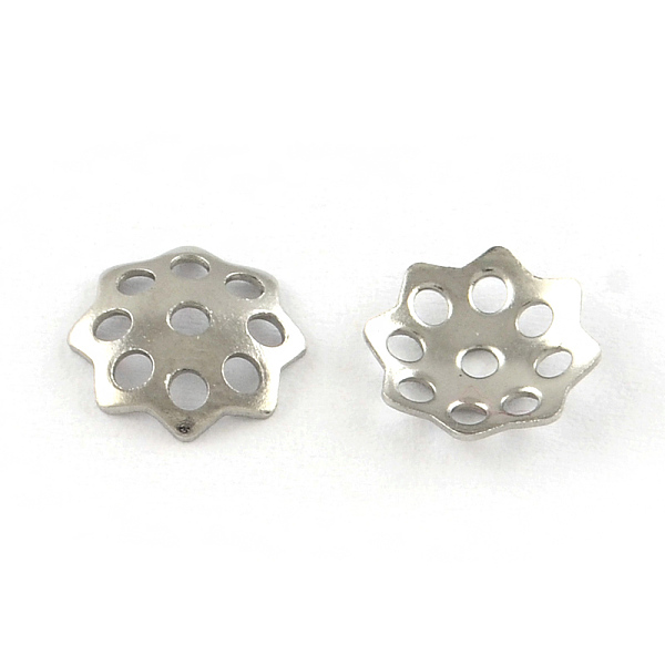 

PandaHall 8-Petal Hollow Flower Smooth Surface 304 Stainless Steel Bead Caps, Stainless Steel Color, 8x1mm, Hole: 1.5mm 304 Stainless Steel