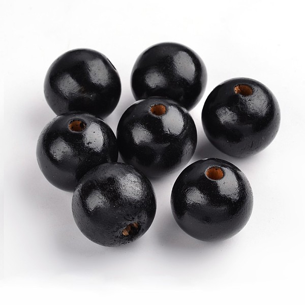

PandaHall Natural Wood Beads, Lead Free, Dyed, Round, Black, 29~30mm, Hole: 5mm Wood Round Black