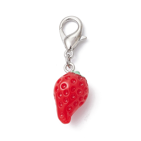 

PandaHall Opaque Resin Strawberry Pendant Decoration, with Alloy Lobster Claw Clasps, Red, 39mm Resin Strawberry Red