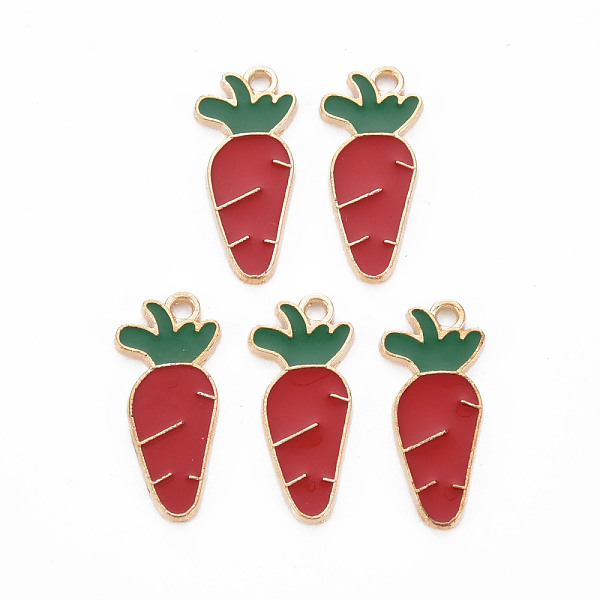 

PandaHall Alloy Enamel Pendants, Cadmium Free & Lead Free, Light Gold, Carrot, FireBrick, 22.5x10x1.5mm, Hole: 1.6mm Alloy+Enamel Vegetables..., Red