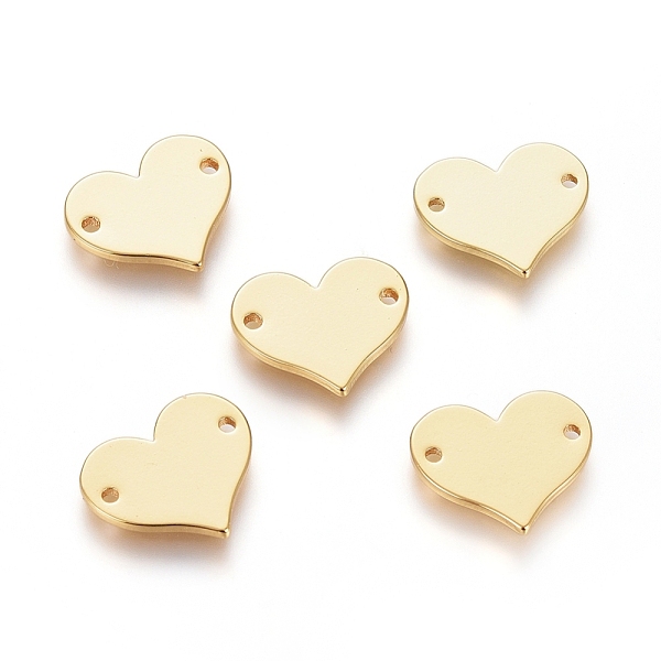 

PandaHall Brass Links connectors, Long-Lasting Plated, Heart, Stamping Blank Tag, Real 18K Gold Plated, 11x13x1mm, Hole: 1mm Brass Heart