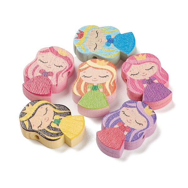 

PandaHall Spray Painted Natural Maple Wood Beads, Princess, Mixed Color, 23.5x16x5mm, Hole: 2mm, about 574pcs/500g Maple Wood Human..., Multicolor
