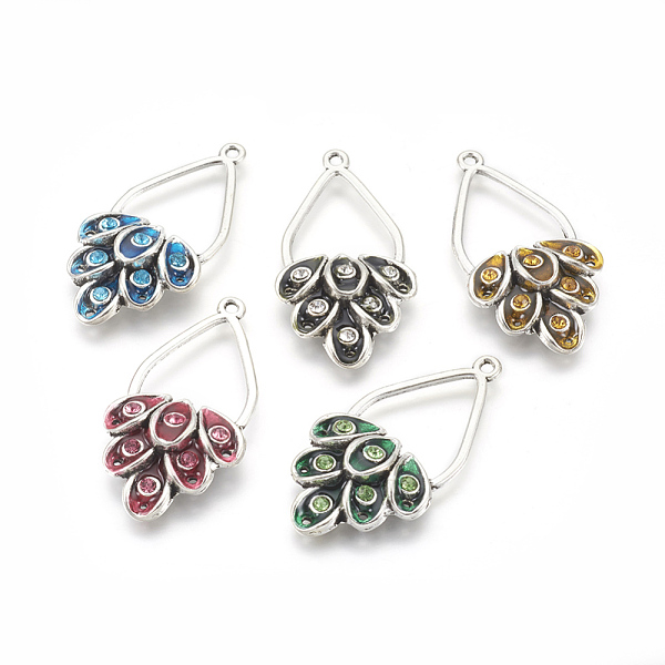 

PandaHall Alloy Chandelier Component Links, Cadmium Free & Lead Free, with Rhinestone, Enamel Style, teardrop, Antique Silver, Mixed Color..., Multicolor