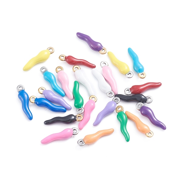 

PandaHall 304 Stainless Steel Pendants, Enamelled Sequins, Horn of Plenty/Italian Horn Cornicello Charms, Stainless Steel Color, Mixed Color..., Multicolor