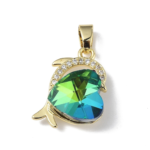 

PandaHall Real 18K Gold Plated Rack Plating Brass Micro Pave Clear Cubic Zirconia Pendants, with Glass, Long-Lasting Plated, Cadmium Free &...