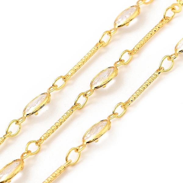

PandaHall Brass Bar & Oval Link Chains, with Clear Cubic Zirconia, Lead Free & Cadmium Free, Soldered, with Spool, Real 18K Gold Plated...