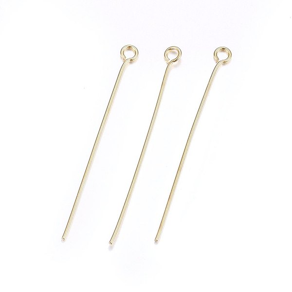 

PandaHall 304 Stainless Steel Eye Pins, Golden, 40mm, Hole: 2mm, Pin: 0.6mm 304 Stainless Steel
