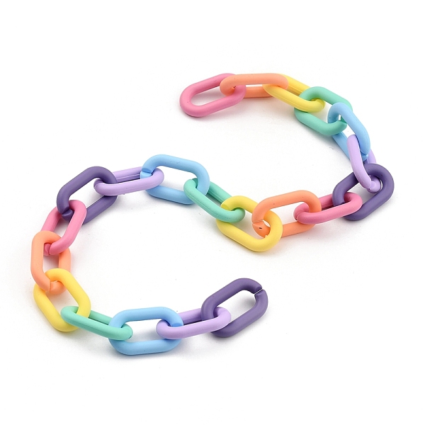 

PandaHall Handmade Acrylic Cable Chains, for Jewelry Making, Oval, Colorful, Colorful, Link: 27x16.5x4mm, 39.37 inch(1m)/strand Acrylic