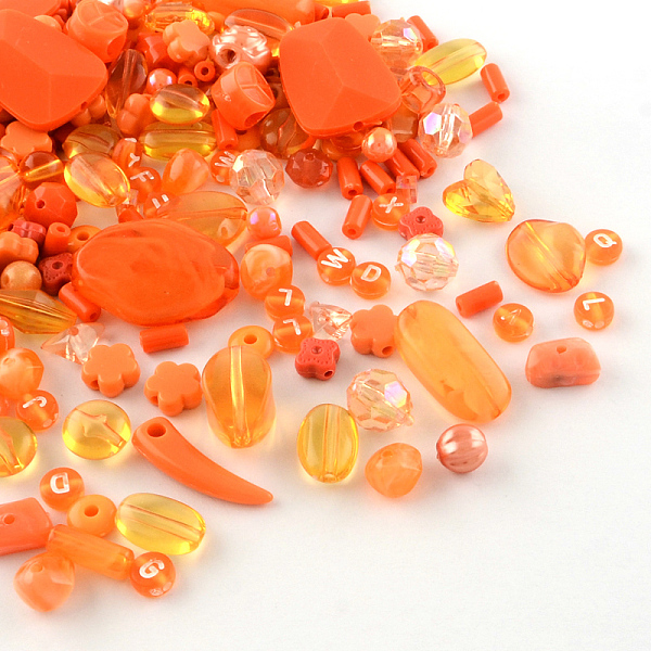

PandaHall Acrylic Beads, Mixed Shapes, Orange Red, 5.5~28x6~20x3~11mm, Hole: 1~5mm Acrylic Mixed Shapes Red