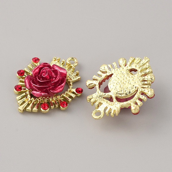 

PandaHall Alloy Siam Rhinestone Pendants, Heart Crown with Rose Flower Charms, Light Gold, 30x23.5x8.5mm, Hole: 2mm Alloy+Rhinestone Heart..., Red