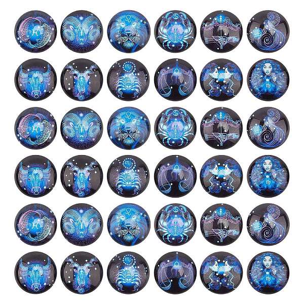

PandaHall Flatback Glass Cabochons, Dome/Half Round with Constellation/Zodiac Sign Pattern, Rosy Brown, 25x6mm, 2pcs/pattern, 12 patterns...