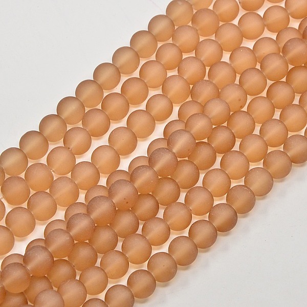 

PandaHall Camel Frosted Round Transparent Glass Bead Strands, 6mm, Hole: 1.3~1.6mm, about 140pcs/strand, 31.4 inch Glass Round Brown