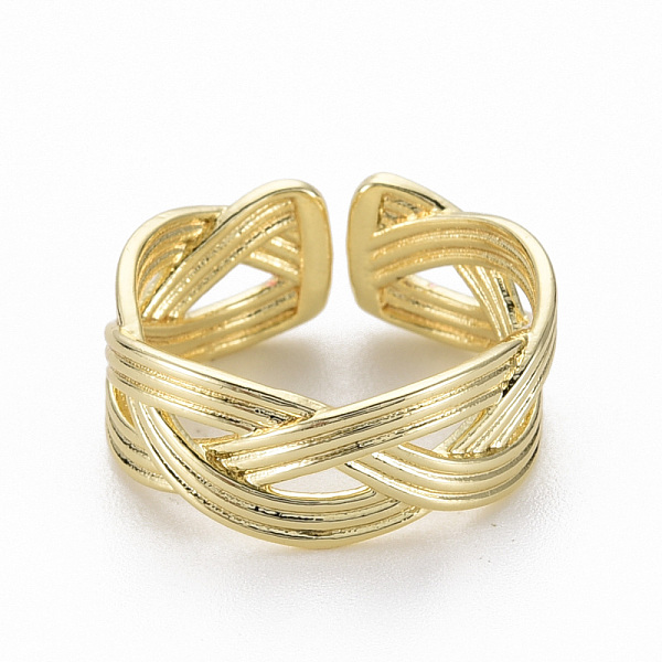 

PandaHall Brass Cuff Rings, Open Rings, Nickel Free, Real 16K Gold Plated, US Size 7 1/4(17.5mm) Brass