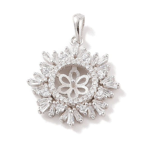 

PandaHall 925 Sterling Silver Peg Bail Pendants, with Cubic Zirconia, Hollow Snowflower Charm, for Half Drilled Beads, Real Platinum Plated...