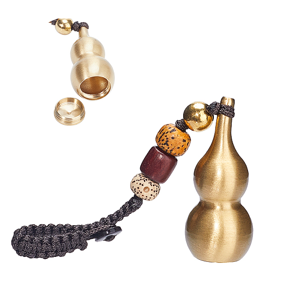 

PandaHall Detachable Brass Gourd Feng Shui Hanging Ornament for Wealth & Success, Braided Nylon Cord Pendant Decoration, with Bodhi Beads...