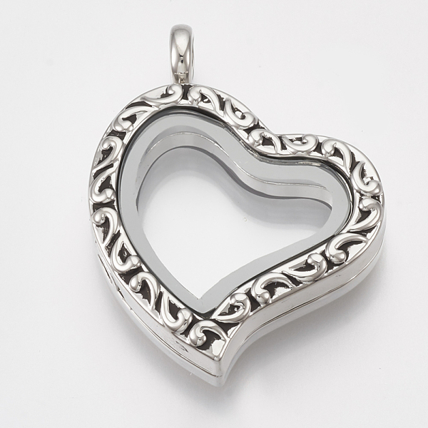 

PandaHall Alloy Magnetic Locket Pendants, with Glass, Heart, Platinum, 34x29x8mm, Hole: 5mm, Inner Measure: 16x20mm Alloy Heart