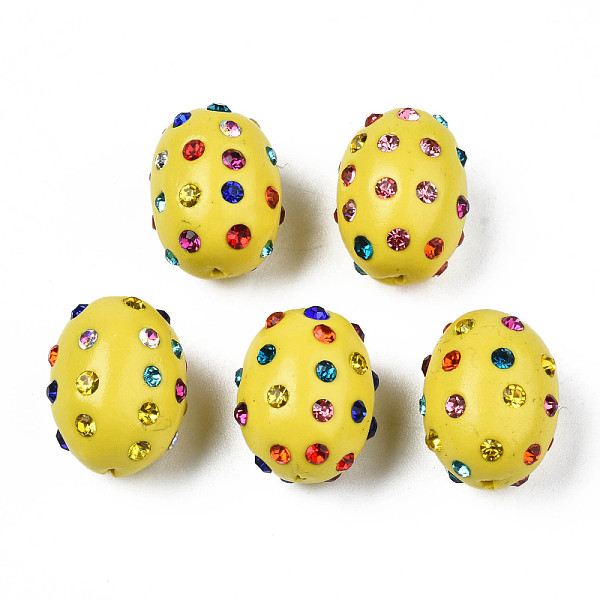 

PandaHall Polymer Clay Rhinestone Beads, Pave Disco Ball Beads, Oval, Light Khaki, PP15(2.1~2.2mm), 16.5~18x13~14mm, Hole: 1mm Polymer..., Multicolor