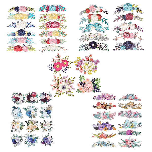 

PandaHall Olycraft 5 Sheets 5 Style Pet with Hot Melt Adhesive Heat Transfer Film, for Garment Accessories, Flower, Mixed Color..., Multicolor