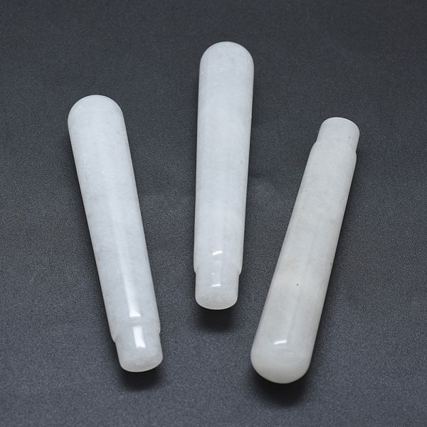 

PandaHall Natural White Jade Beads, No Hole/Undrilled, For Wire Wrapped Pendant Making, Column, 71.5x12~12.5mm White Jade Column