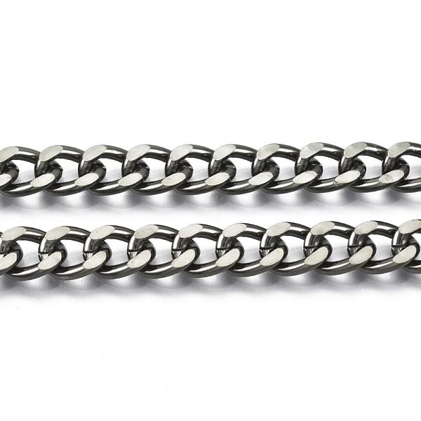 

PandaHall Unwelded Aluminum Curb Chains, Gunmetal, 11x8.4x2.2mm Aluminum Black