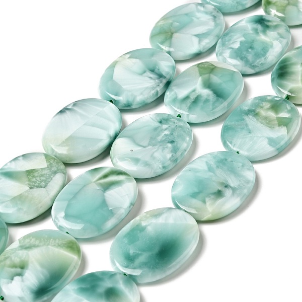 

PandaHall Natural Glass Beads Strands, Grade AB+, Egg, Aqua Blue, 40x30x7.5~9mm, Hole: 1.6mm, about 10pcs/strand, 15.5~15.7''(39.37~39.88cm)..., Cyan