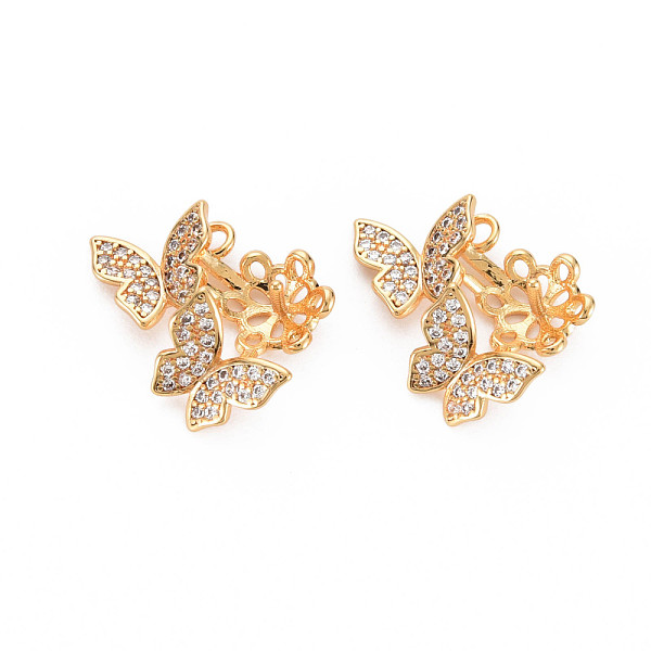 

PandaHall Brass Micro Pave Clear Cubic Zirconia Peg Bails Pendants, Nickel Free, For Half Drilled Beads, Butterfly, Real 18K Gold Plated...