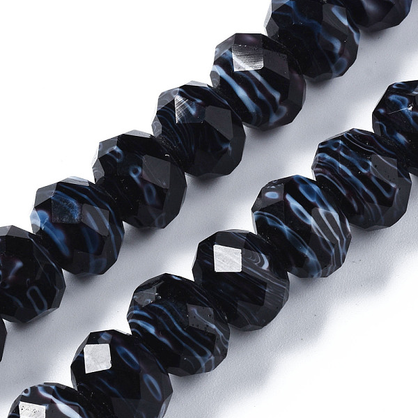 

PandaHall Handmade Lampwork Beads Strands, Abacus, Faceted, Black, 11.5x8.5mm, Hole: 1.5mm, about 45pcs/strand, 15.16 inch(38.5cm) Lampwork...