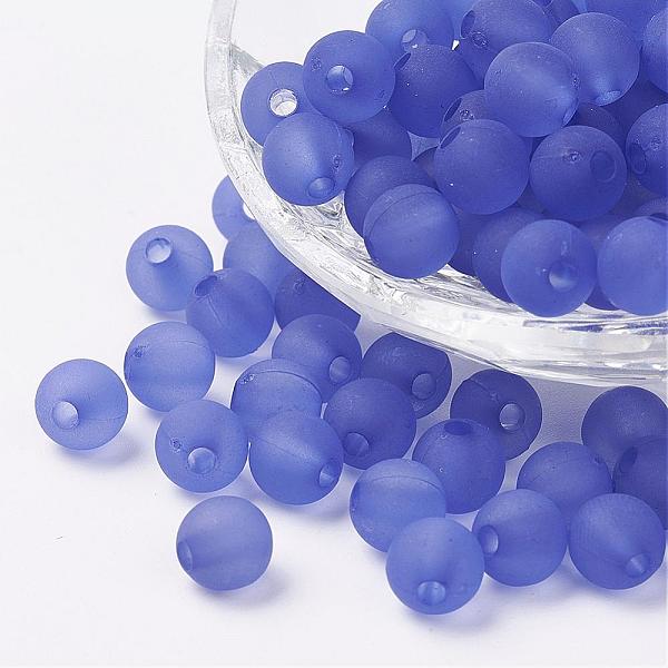 

PandaHall Transparent Acrylic Beads, Round, Frosted, Royal Blue, 10mm, Hole: 2mm, about 880pcs/500g Acrylic Round Blue