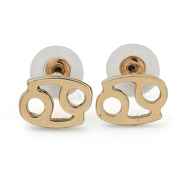 

PandaHall 12 Constellation/Zodiac Sign Alloy Stud Earrings, with Ear Nuts, Golden, Cancer, 14.3x8x1.5mm, Pin: 0.6mm Alloy Cancer