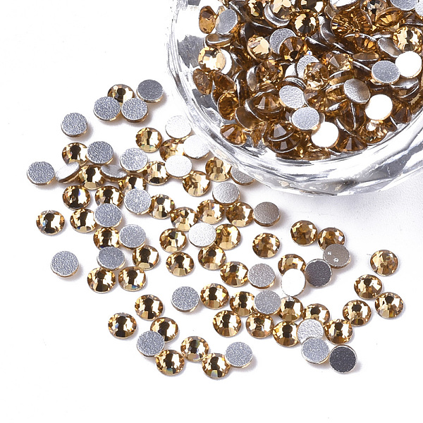 

PandaHall Glass Flat Back Rhinestone Cabochons, Back Plated, Faceted Half Round, Lt.Col.Topaz, SS16, 3.8~4x1.5mm, about 1440pcs/bag Glass..., Yellow