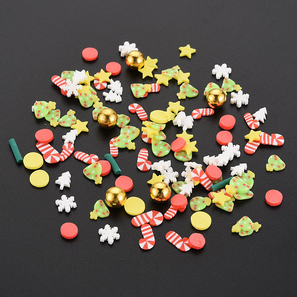 

PandaHall Handmade Polymer Clay Cabochons, Fashion Nail Art Decoration Accessories, with Acrylic Beads, Mixed Shapes, Light Green, 4x4x0.5mm...