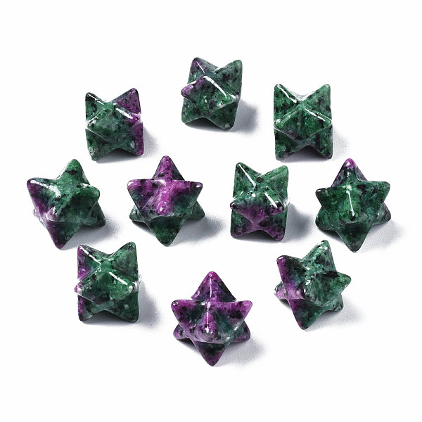 

PandaHall Natural Ruby in Zoisite Beads, No Hole/Undrilled, Merkaba Star, 11~13.5x11~13.5x11~13.5mm Ruby in Zoisite Star