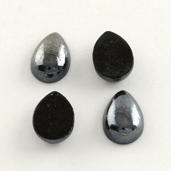 

PandaHall Pearlized Plated Opaque Glass Cabochons, teardrop, Black, 7x4x3mm Glass Teardrop Black