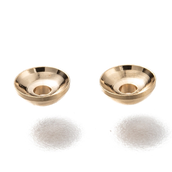 

PandaHall Brass Beads Cap, Long-Lasting Plated, Apetalous, Real 24K Gold Plated, 6x2mm, Hole: 1mm Brass