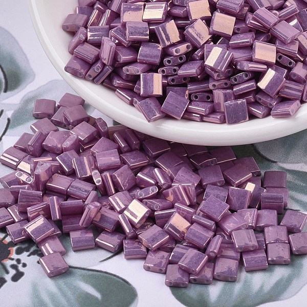 

PandaHall MIYUKI TILA Beads, Japanese Seed Beads, 2-Hole, (TL1867) Opaque Dark Orchid Luster, 5x5x1.9mm, Hole: 0.8mm, about 118pcs/bottle..., Purple