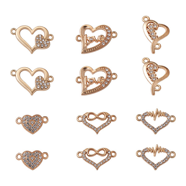 

PandaHall Alloy Rhinestone Links Connectors, Heart, Light Gold, 36pcs/box Alloy+Rhinestone Heart