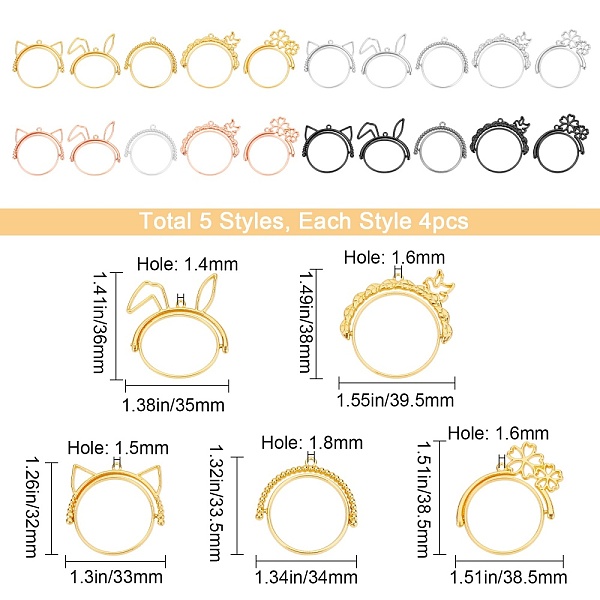 

PandaHall SUNNYCLUE Alloy Open Back Bezel Pendants, Rotatable Pendants, For DIY UV Resin, Epoxy Resin, Mixed Color, 32x33x3.7mm, Hole...