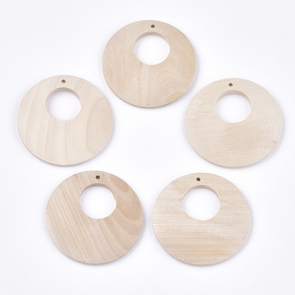

PandaHall Wood Big Pendants, Flat Round, Wheat, 50x4.5~5.5mm, Hole: 2mm Wood Flat Round Orange